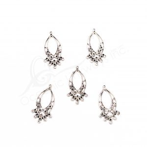 (CLOSE OUT) BEADS - METAL OVAL SETTING WITH LOOPS (PK 50) 1''L X 2 MM T (BEAD OR PENDANT)