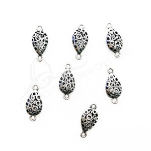 (CLOSE OUT) BEADS - METAL OVAL WITH DOUBLE LOOPS (PK 20) 1''L X 7 MM T