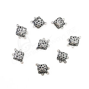 (CLOSE OUT) BEADS - METAL SQUARE WITH DOUBLE LOOPS (PK 20) 14 MM W X 7 MM T