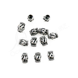 (CLOSE OUT) BEADS - METAL TWISTED TUBE WITH OPENINGS (PK 20) 13 MM L X 8 MM DIA