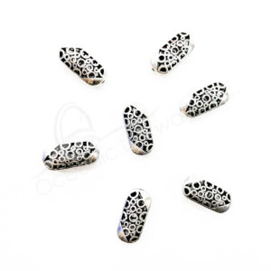 (CLOSE OUT) BEADS - METAL ROUNDED RECTANGLE WITH OPENINGS (PK 20) 22 MM L X 6 MM T