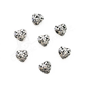 (CLOSE OUT) BEADS - METAL HEART WITH DRAGONFLIES (PK 20) 14 MM W X 6 MM T