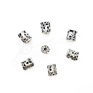 (CLOSE OUT) BEADS - METAL TUBE WITH DOLPHINS (PK 20) 13 MM L X 0.5''DIA