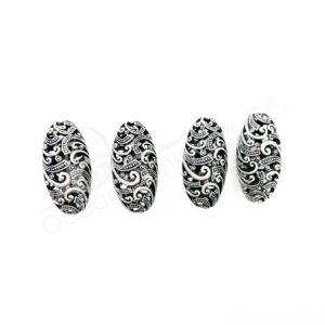 (CLOSE OUT) BEADS - METAL DECORATED OVAL (PK 10) 1.5''L X 12 MM T