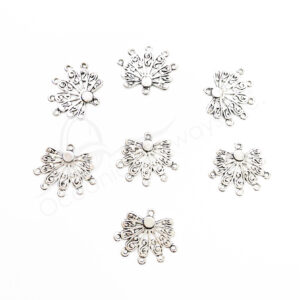 (CLOSE OUT) BEADS - METAL FLOWER SETTING WITH LOOPS (PK 100) 27 MM W X 1 MM T