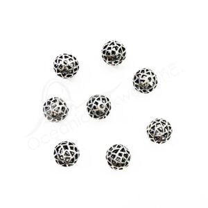 (CLOSE OUT) BEADS - METAL BALL WITH TRIANGLE OPENINGS (PK 20) 8 MM DIA