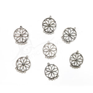 (CLOSE OUT) BEADS - METAL FLOWER SETTING WITH LOOPS (PK 50) 22 MM DIA X 2 MM T