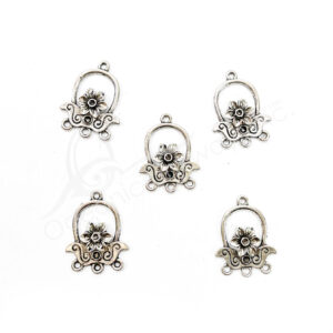 (CLOSE OUT) BEADS - METAL FLOWER SETTING WITH LOOPS (PK 50) 1''L X 2 MM T