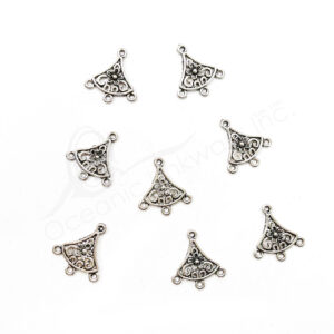 (CLOSE OUT) BEADS - METAL TRIANGLE SETTING WITH LOOPS (PK 100) 0.75''L X 1 MM T