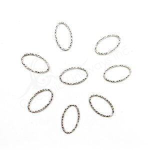 (CLOSE OUT) BEADS - METAL TEXTURED OVAL RING (PK 100) 26 MM L X 1 MM T