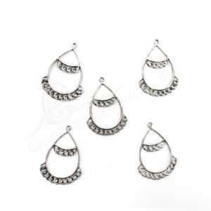 (CLOSE OUT) BEADS - METAL TEARDROP SETTING WITH DOUBLE ROW OF LOOPS (PK 20) 48 MM L X 2 MM T