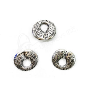 (CLOSE OUT) BEADS - METAL DOUBLE FISH (PK 10) 37 MM W X 1 MM T