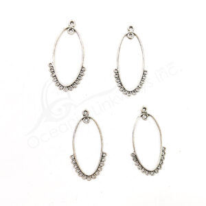 (CLOSE OUT) BEADS - METAL OVAL SETTING WITH LOOPS (PK 50) 49 MM L X 1 MM T