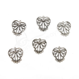 (CLOSE OUT) BEADS - METAL HEART SETTING WITH LOOPS (PK 50) 24 MM W X 2 MM T