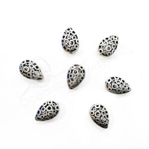 (CLOSE OUT) BEADS - METAL TEARDROP WITH ROUND OPENINGS (PK 20) 0.75''L X 7 MM T