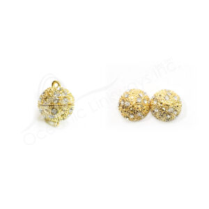 (CLOSE OUT) BEADS - METAL GOLD BALL SPARKLING THAT OPENS MAGNETIC 16 MM DIA