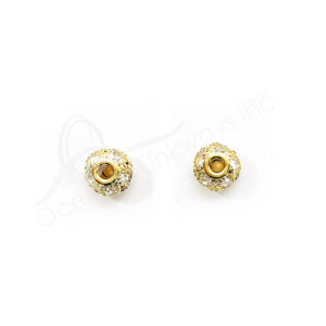 (CLOSE OUT) BEADS - METAL GOLD BALL SPARKLING (PK 2) 9 MM DIA