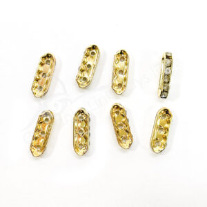 (CLOSE OUT) BEADS - METAL GOLD SPACER SPARKLING FOR TRIPLE ROW (PK 8) 0.75''L X 3 MM T