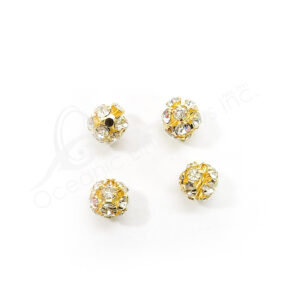 (CLOSE OUT) BEADS - METAL GOLD BALL SPARKLING (PK 4) 10 MM DIA