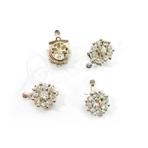 (CLOSE OUT) BEADS - METAL SILVER CLASP SPARKLING (PK 11) 13 MM DIA X 6 MM T