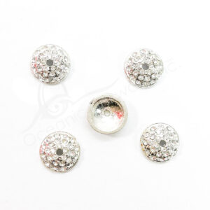 (CLOSE OUT) BEADS - METAL CAP SPARKLING SILVER (PK 16) 16 MM DIA