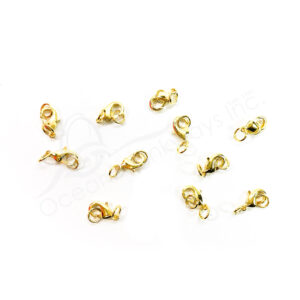(CLOSE OUT) BEADS - METAL GOLD COLOR LOBSTER CLASP (PK 50) 15 MM L (HOOKS)