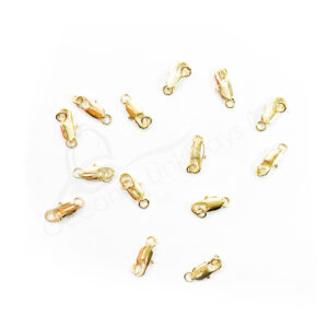 (CLOSE OUT) BEADS - METAL GOLD COLOR LOBSTER CLASP (PK 50) 15 MM L (HOOKS)