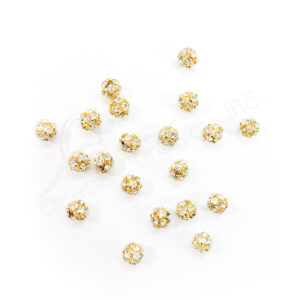(CLOSE OUT) BEADS - METAL GOLD BALL SPARKLING (PK 20) 0.5''DIA