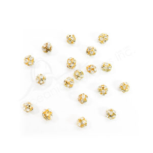 (CLOSE OUT) BEADS - METAL GOLD BALL SPARKLING (PK 20) 8 MM DIA