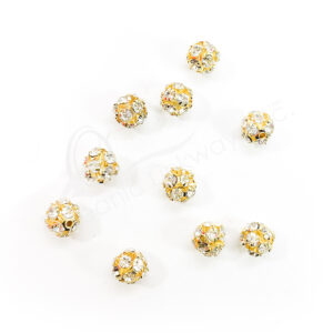 (CLOSE OUT) BEADS - METAL GOLD BALL SPARKLING (PK 10) 0.5''DIA