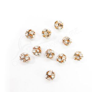 (CLOSE OUT) BEADS - METAL COPPER BALL SPARKLING (PK 10) 14 MM DIA