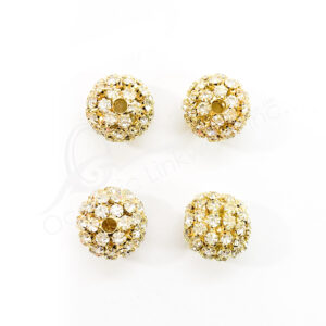 (CLOSE OUT) BEADS - METAL GOLD BALL SPARKLING (PK 4) 17 MM DIA