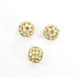 (CLOSE OUT) BEADS - METAL GOLD BALL SPARKLING (PK 3) 0.75''DIA