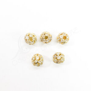 (CLOSE OUT) BEADS - METAL GOLD BALL SPARKLING (PK 5) 14 MM DIA