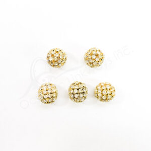 (CLOSE OUT) BEADS - METAL GOLD BALL SPARKLING (PK 5) 15 MM DIA