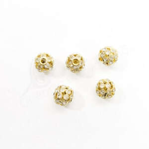 (CLOSE OUT) BEADS - METAL GOLD BALL SPARKLING (PK 5) 12 MM DIA