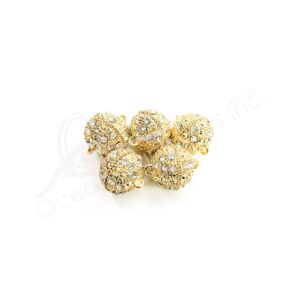 (CLOSE OUT) BEADS - METAL GOLD BALL SPARKLING THAT OPENS MAGNETIC (PK 5) 16 MM DIA