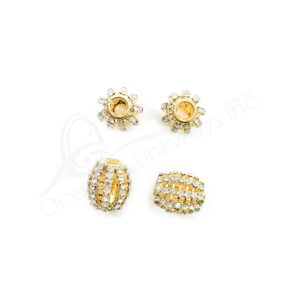 (CLOSE OUT) BEADS - METAL GOLD TUBE SPARKLING (PK 4) 13 MM DIA X 0.75''L