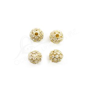 (CLOSE OUT) BEADS - METAL GOLD BALL SPARKLING (PK 4) 17 MM DIA