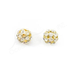 (CLOSE OUT) BEADS - METAL GOLD BALL SPARKLING (PK 2) 0.75''DIA