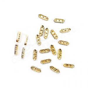(CLOSE OUT) BEADS - METAL GOLD SPACER SPARKLING FOR TRIPLE ROW (PK 20) 0.75''L X 4 MM T