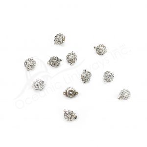 (CLOSE OUT) BEADS - METAL SILVER CLASP SPARKLING (PK 11) 11 MM DIA X 5 MM T