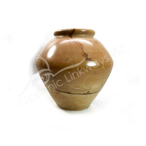 (CLOSE OUT) VASE - MARBLE, TEAK WOOD W/LINES 8"H