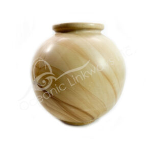 (CLOSE OUT) VASE - MARBLE, TEAK WOOD 8"H