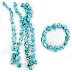 (CLOSE OUT) BEADS STRAND - TURQUOISE HOWLITE 25-40 MM