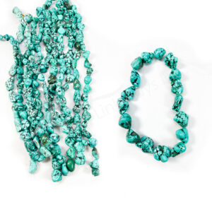 (CLOSE OUT) BEADS STRAND - TURQUOISE HOWLITE 15-30 MM