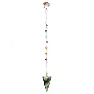 PENDULUM - HEXAGONAL OPAL, GREEN CHAKRA CHAIN WITH CHIPS 10"L