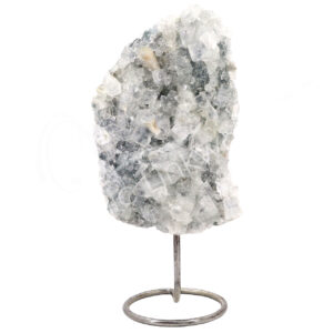 (CLOSE OUT) SPECIMEN - APOPHYLLITE ON SILVER METAL STAND 7-10.5"H