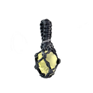 (CLOSE OUT) PENDANT - THREAD CAGE LEMON QUARTZ ROUGH 1.5-2"