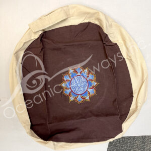 Round Blue & Brown Embrodery Mandala Pillow Cover